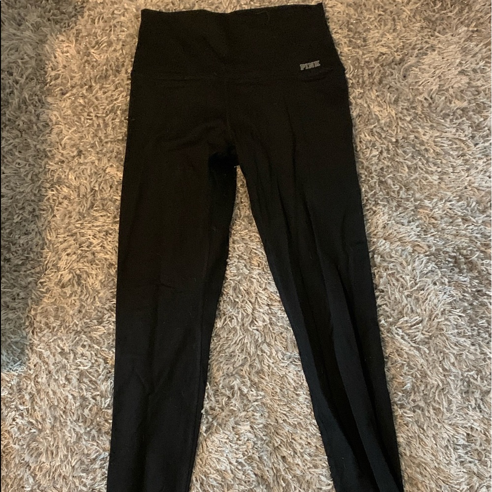 (PINK) black leggings
